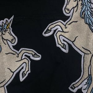 Lularoe black Harvey denim jacket with UNICORNS